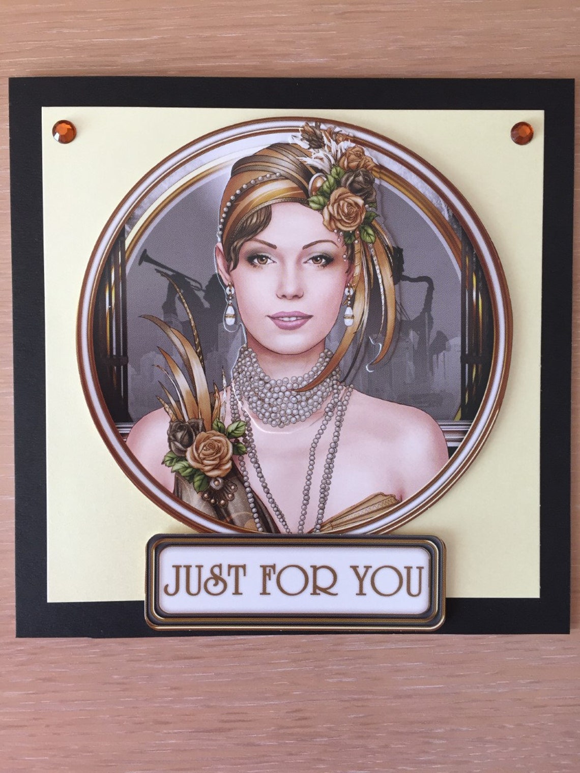 Set of 4 handmade art deco greeting cards. Decoupage images Etsy