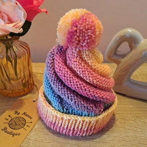 Handknitted Swirl Hats, Baby Ice Cream Hat, Rainbow, Stripes