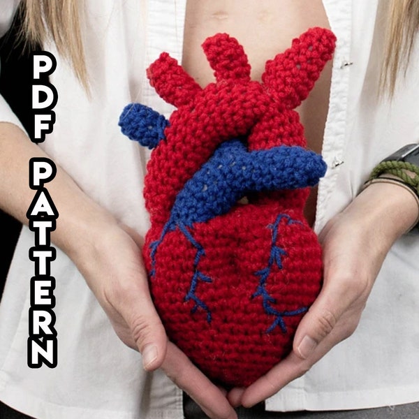 Crochet Pattern Anatomical Heart Surgery Trophy, Digital PDF Crochet Anatomical Heart Pattern, Crochet Your Own Heart