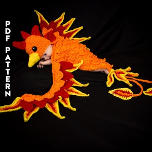 Crochet Pattern Phoenix Baby Photo Prop: The Ultimate Dragon Bird DIGITAL PDF, Phoenix Newborn Photo Prop and Hat Crochet Pattern image 1