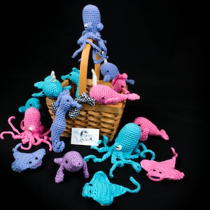 Crochet Pattern Creatures Of The Sea PDF DIGITAL DOWNLOAD, Narwhal Octopus Seahorse Stingray and Manatee Crochet Pattern