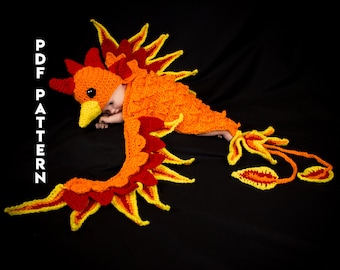 Crochet Pattern Phoenix Baby Photo Prop: The Ultimate Dragon Bird DIGITAL PDF, Phoenix Newborn Photo Prop and Hat Crochet Pattern