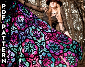 Crochet Pattern A Haunted Hook: Tessellating Stained Glass Crochet Afghan **DIGITAL PATTERN ONLY**, Cathedral Style Afghan Pattern