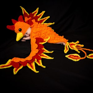 Crochet Pattern Phoenix Baby Photo Prop: The Ultimate Dragon Bird DIGITAL PDF, Phoenix Newborn Photo Prop and Hat Crochet Pattern image 2