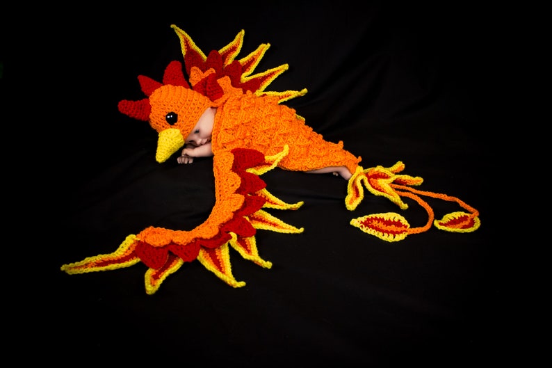 Crochet Pattern Phoenix Baby Photo Prop: The Ultimate Dragon Bird DIGITAL PDF, Phoenix Newborn Photo Prop and Hat Crochet Pattern image 2