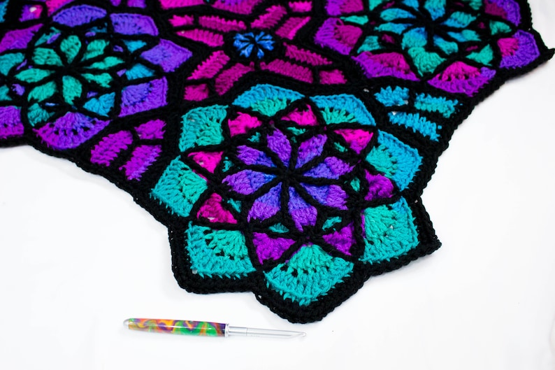 Crochet Pattern A Haunted Hook: Tessellating Stained Glass Crochet Afghan DIGITAL PATTERN ONLY, Cathedral Style Afghan Pattern image 6