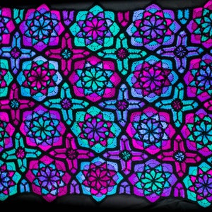 Crochet Pattern A Haunted Hook: Tessellating Stained Glass Crochet Afghan DIGITAL PATTERN ONLY, Cathedral Style Afghan Pattern image 2