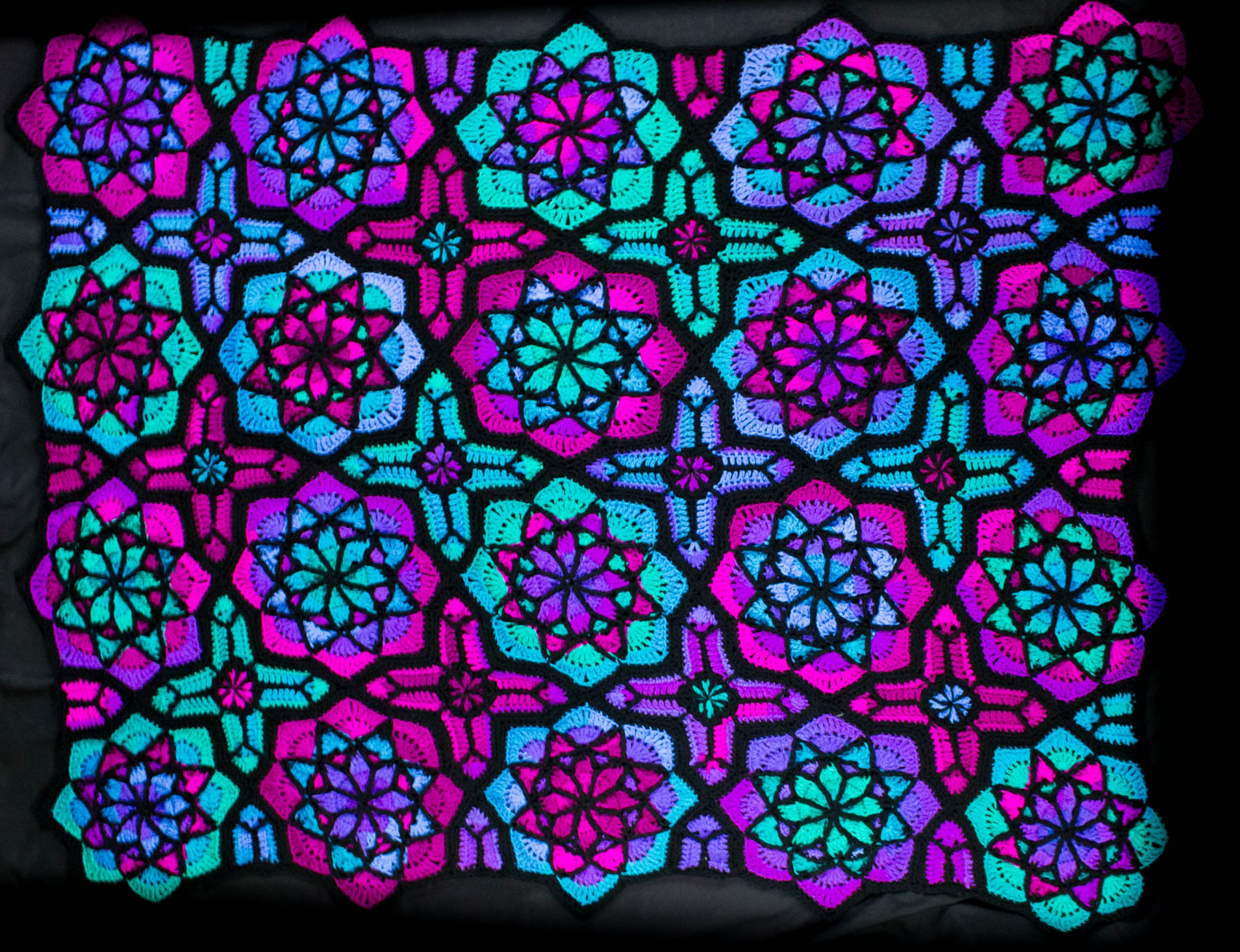 21 Stained Glass Crochet Patterns for Colorful Blankets, Squares, and More 21 Crochet Pattern A Haunted Hook: Tessellating Stained