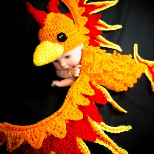 Crochet Pattern Phoenix Baby Photo Prop: The Ultimate Dragon Bird DIGITAL PDF, Phoenix Newborn Photo Prop and Hat Crochet Pattern image 5