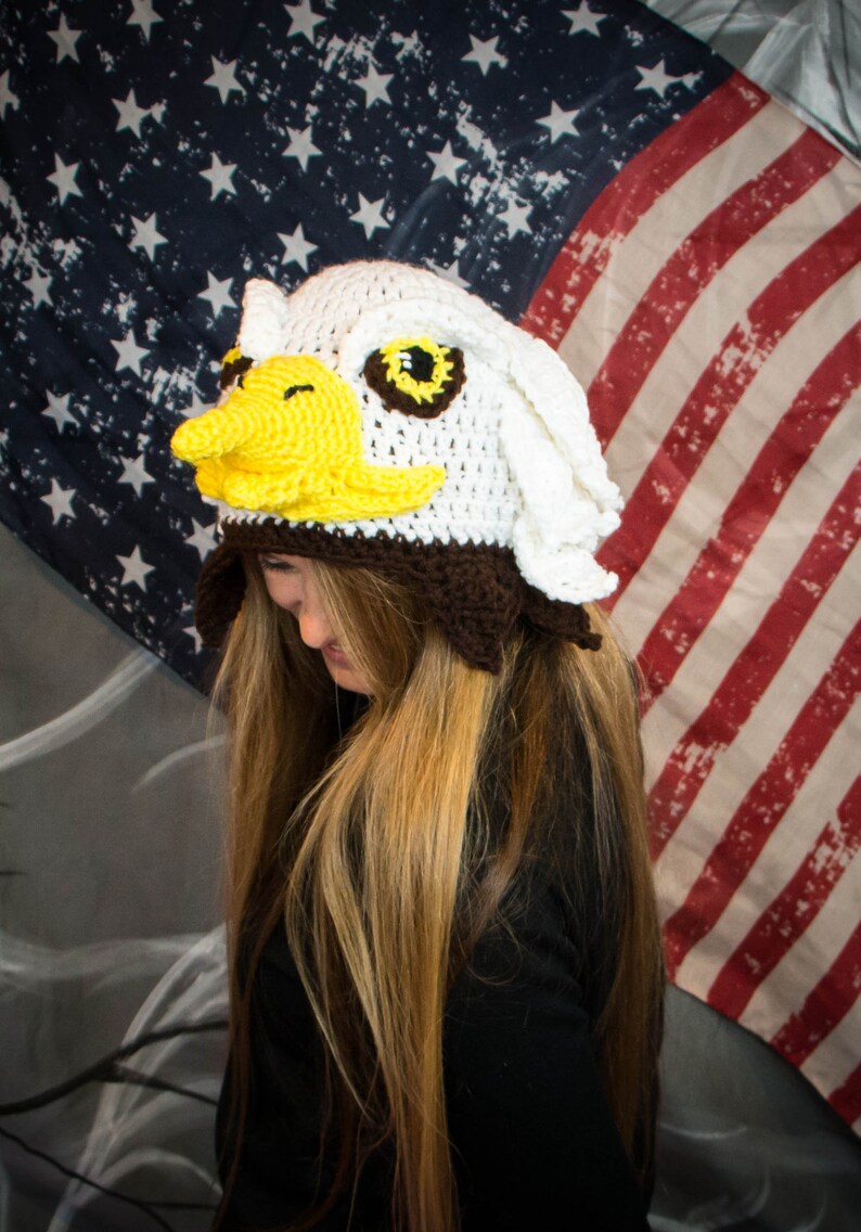 Bald Eagle Hat Crocheted Bald Eagle Hat USA Pride Hat Etsy