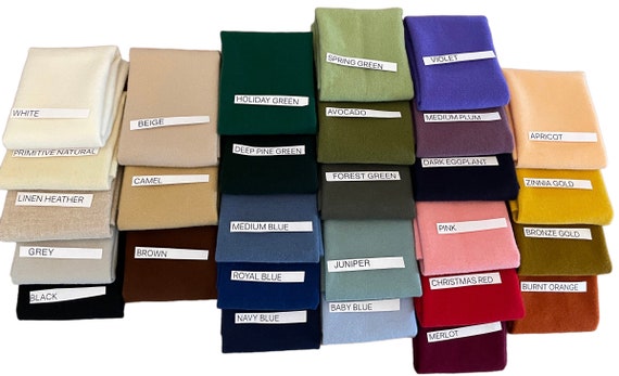Choice...SOLID Color Bundles, 100% wool Mill-dyed Felted Fabric (4, 5, 6, 7, or 8 Fat 1/8th yd pieces per bundle)...Please READ!