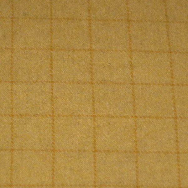 IRISH BUTTER Yellow-Gold Windowpane Mill-dyed 100% Wool, 1/4 or 1/2 yard, Washed & Felted/Fulled.