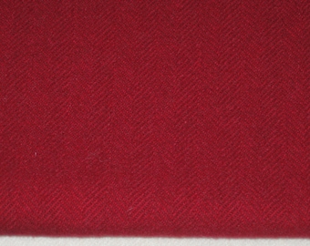 Dorr RED-Deep Red HERRINGBONE 100 Percent Wool fabric, Fat 1/4 or Fat 1/2 yd.