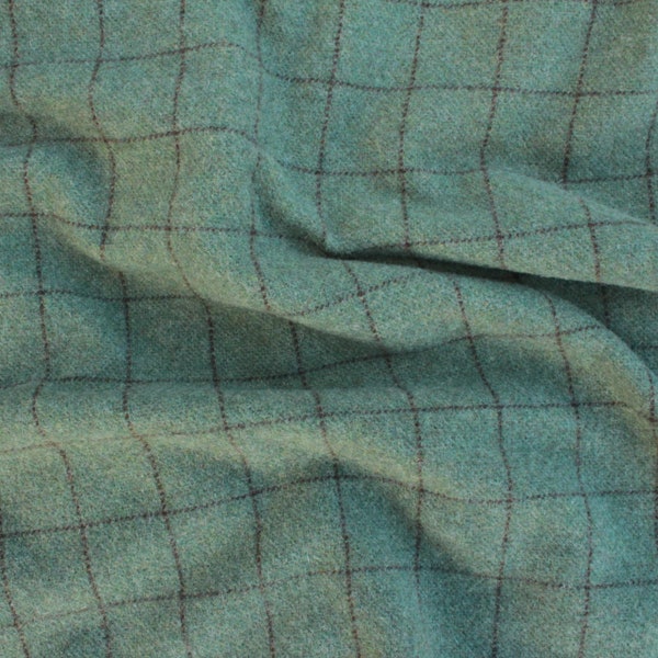 Fran's Find Blue-Green Windowpane Mill-dyed 100% Wool, 1/4 or 1/2 yard, Washed & Felted/Fulled.