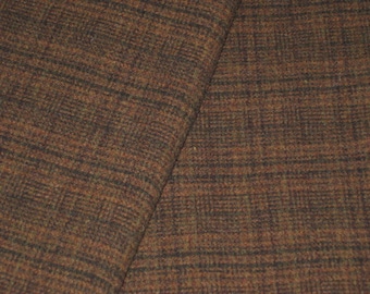 MOUNTAIN TRAIL Brown with Black Plaid Mill-dyed 100% Wool, Fat 1/4 or Fat 1/2 yard, Washed & Fulled.