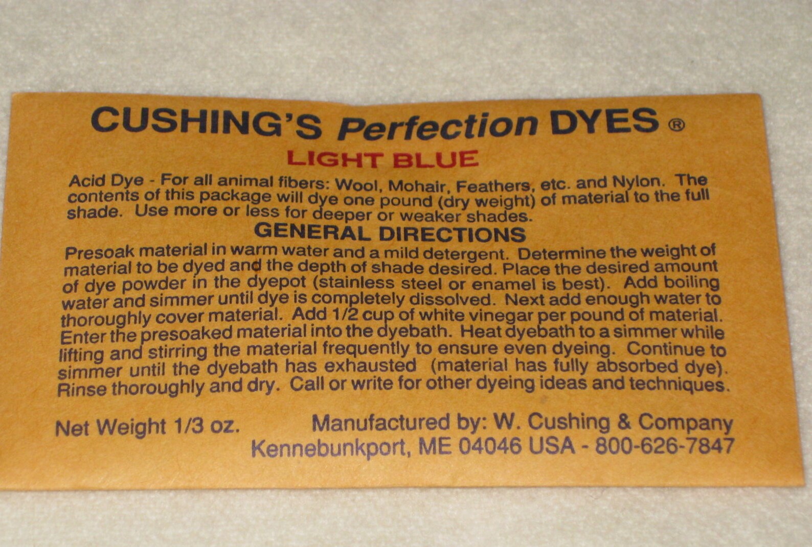 Sale LIGHT BLUE Cushing's Perfection Acid Dye...1.50/each - Etsy