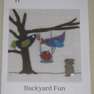 BACKYARD FUN, Charlie's Daughter 8" square Applique Pattern for Quilting, Wool Applique, Rug Hooking, Needle Punching