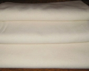 Choose size: Solid Creamy WHITE, Dorr #8120W (Not bright white) 100 Percent Wool fabric, Felted/Fulled