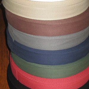 Cotton Rug Binding Tape 1-1/4&quot; wide:  8 Color choices, Rug Hooking supply, 10 YARD Min./Increments (.95/yd)