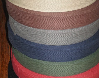Cotton Rug Binding Tape 1-1/4" wide:  Green or Red. Rug Hooking supply, 10 YARD Min./Increments (.95/yd)...READ!