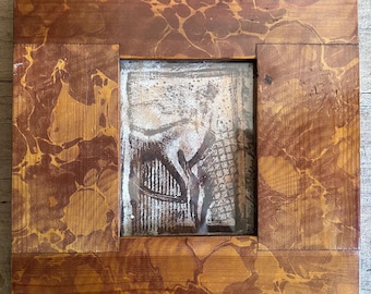 12" sq Vintage Framed signed abstract print