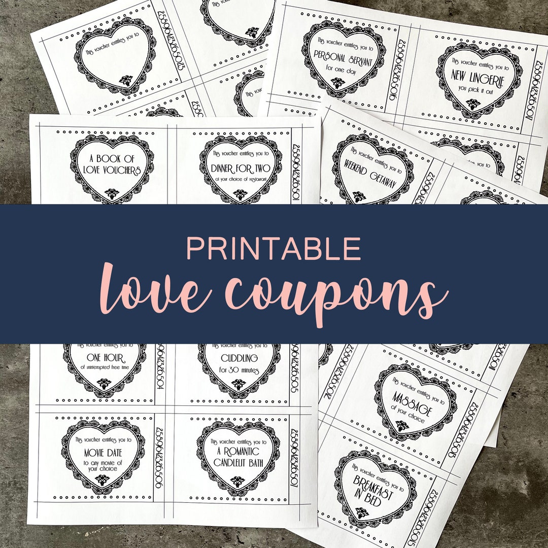 Printable Love Vouchers Coupons Book | Digital PDF Print | Cute Gift Present | Boyfriend ...
