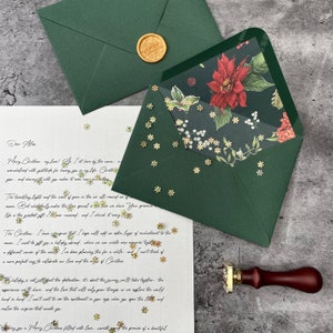 Carta de Navidad sellada con cera - Tarjeta de felicitación - Verde festivo - Regalo de Navidad para novio novia amigo
