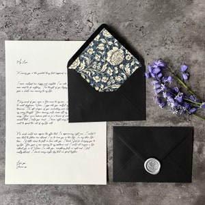 Carta de amor, Flores azules, Regalo personalizado, Sellado con cera, Para novio o novia, Aniversario, Votos de boda
