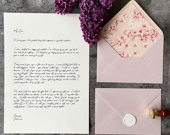 Carta de amor / Sakura / Regalo personalizado presente / Cera sellada / Para novio o novia / Aniversario / Votos de boda