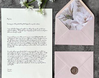 Carta de amor / Magnolia / Regalo personalizado presente / Cera sellada / Tarjeta del Día de la Madre / Aniversario / Votos de boda