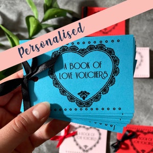 Libro de cupones de vales de amor personalizados / Regalo de Navidad / San Valentín / Para novio o novia