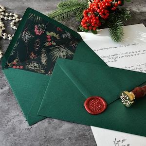 Carta de Navidad sellada con cera - Tarjeta de felicitación - Verde festivo - Regalo de Navidad para novio novia amigo