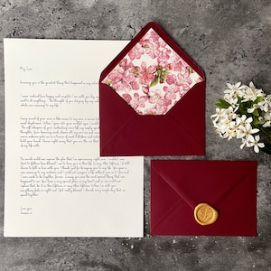 Carta de amor / Flor de cerezo / Regalo personalizado / Sellado con cera / Tarjeta del Día de la Madre / Aniversario / Votos matrimoniales