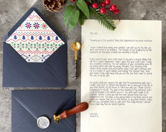Wax Sealed Christmas Letter - Greetings Card - Pattern - Christmas Gift For Boyfriend Girlfriend Friend