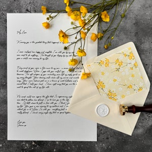 Lettre d'amour | Fleur de citron jaune | Cadeau personnalisé | Cadeau de mariage | Cadeau d'anniversaire | Vœux de mariage | Proposition | Anniversaire