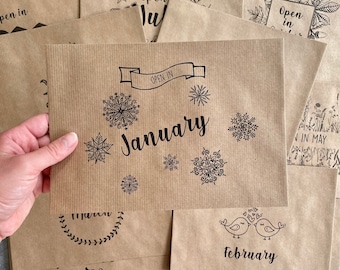 Juego de sobres abiertos, Por mes, Regalo de larga distancia, Regalo de aniversario, Novio o novia, Personalizado, Navidad