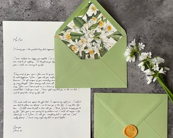 Carta de amor / Jazmín / Regalo personalizado presente / Cera sellada / Tarjeta del Día de la Madre / Aniversario / Votos de boda