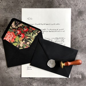 Lettre d'amour | Noir | Cadeau personnalisé | Cire scellée | Pour petit ami ou petite amie | Anniversaire | Carte Fête des Mères
