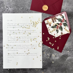 Carta de Navidad sellada con cera - Tarjeta de felicitación - Blanco festivo - Regalo de Navidad para novio novia amigo