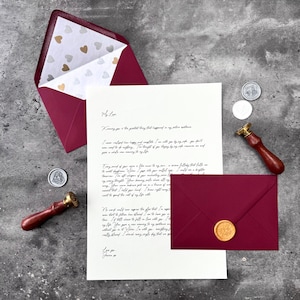 Lettre d'amour Coeurs Cadeau personnalisé Cadeau de Saint-Valentin Pour petit ami ou petite amie Anniversaire Voeux de mariage Red