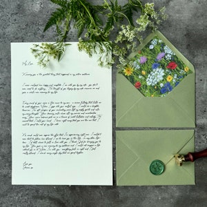 Carta de amor / Prado salvaje / Regalo personalizado presente / Regalo de boda / Regalo de aniversario / Votos de boda / Propuesta / Cumpleaños