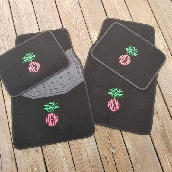 Pineapple Monogram Floor Mats Monogram Car Mats Etsy