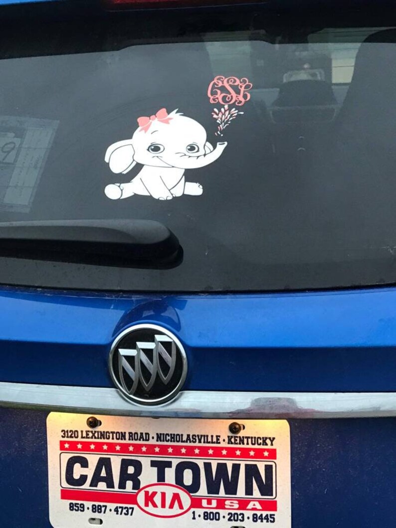 Elephant Car Decal. Elephant Monogram. Baby Elephant Etsy