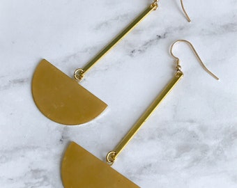 Long Geometric Gold Earrings