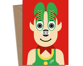 Christmas Greeting Card for Runners - Running Elf