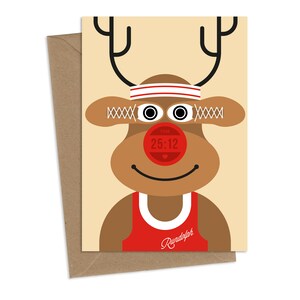 Kerstwenskaart voor hardlopers - Running Rudolph