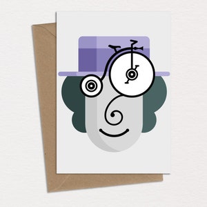 Carte d'anniversaire Penny Farthing à vélo Carte de voeux Carte Caricature amusante