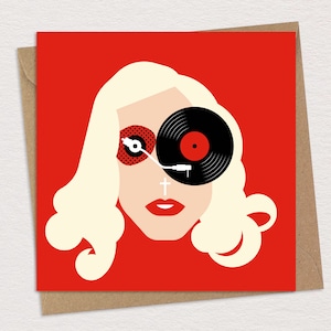 Biglietto di auguri di compleanno di Lady Gaga Biglietto d'auguri anni '00 Caricatura pop Cimeli musicali pop art