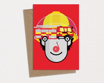 Rextinguisher Fire Service Birthday Card Greeting Card Key Worker Caricature