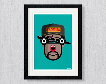 Lewis Hamilton Formula 1 Poster Pop Art Wall Art Print Caricature Home Decor